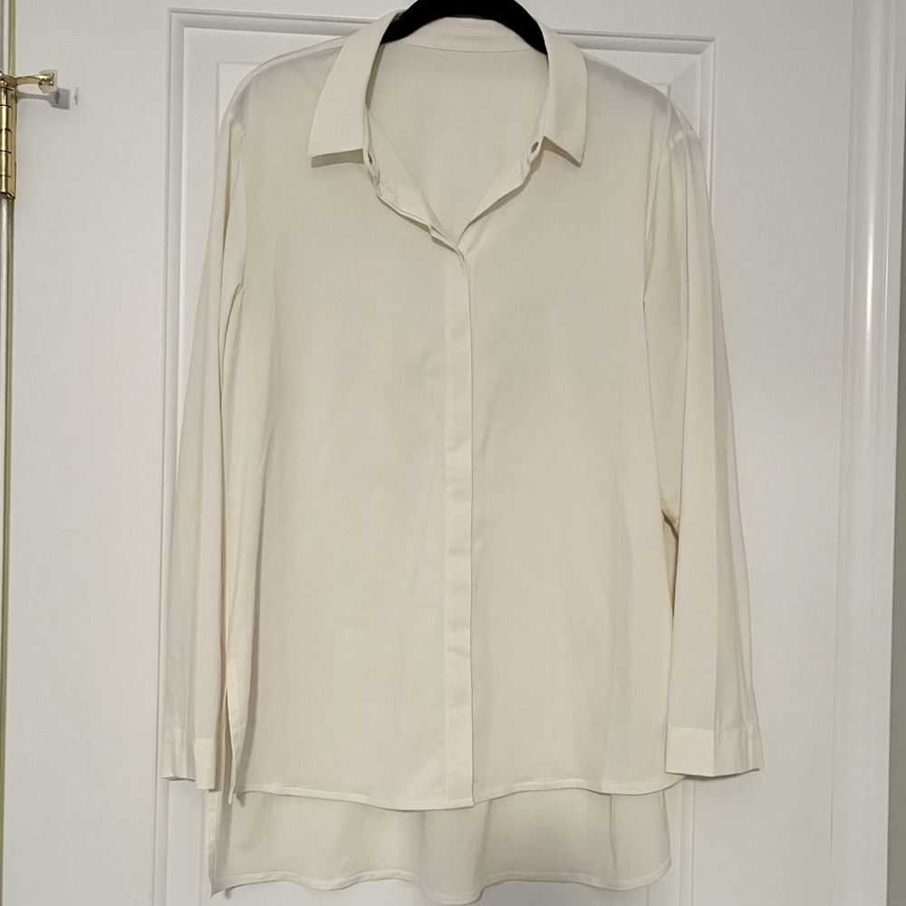 Aday Something Cool Button Down Top - Ivory/Crean - image 1